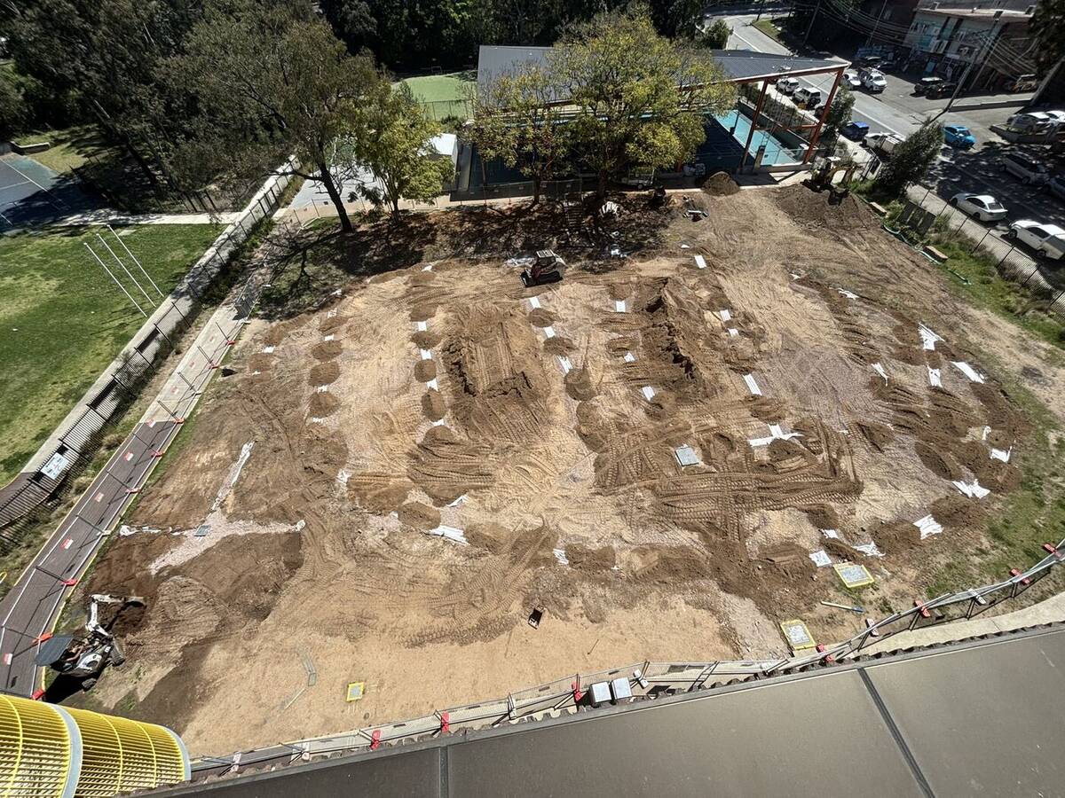 An oval that finally drains — During — drainage grid
